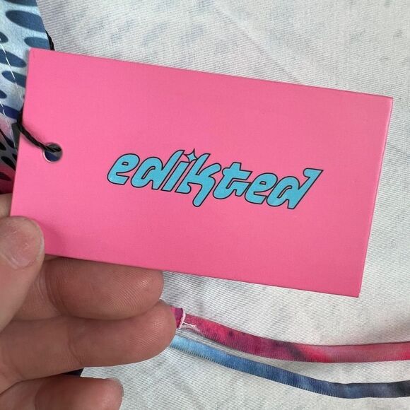 Edikted Y2K Tie Dyed XS Long Sleeve Streetwear E-girl Aesthetic Backless Crop - Picture 7 of 9